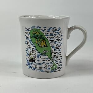 St. Kitts Coffee Tea Mug Cup Travel Souvenir Caribbean Sea Made in England Map